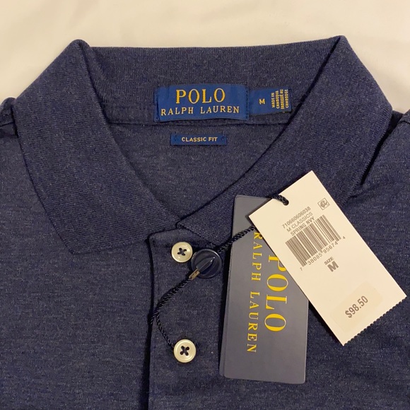 NWT Polo Ralph Lauren Classic-Fit Soft Cotton Polo Navy Size M - Picture 5 of 8
